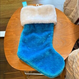 Blue and White Plush Christmas Stocking